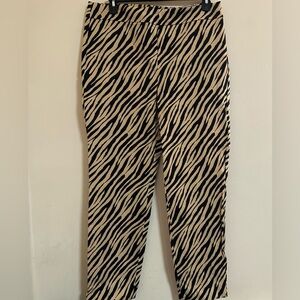 NWT Talbots ankle cropped pants zebra print women’s size 14 black tan